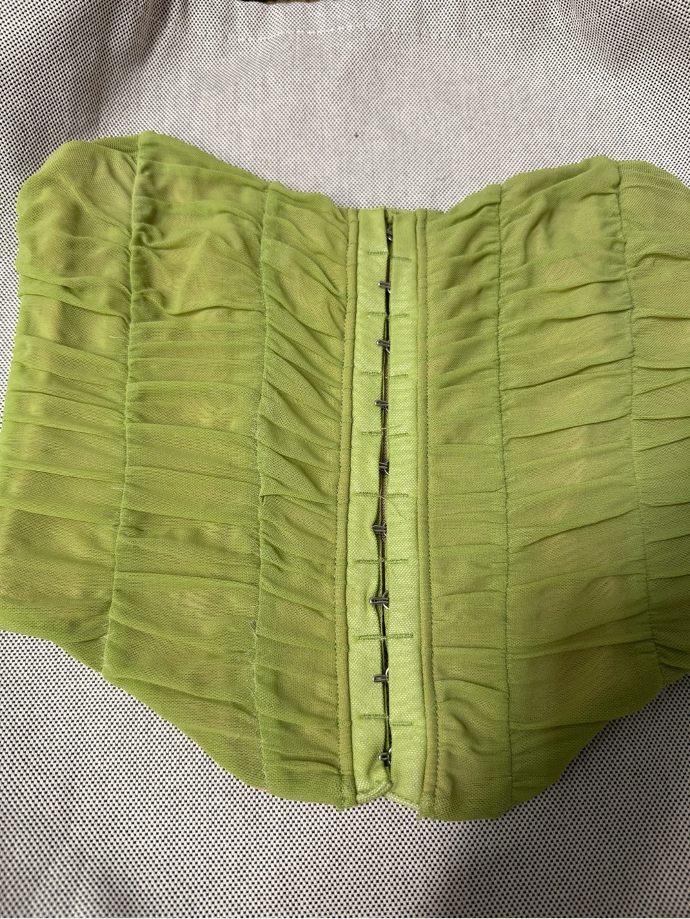 White Fox Boutique Strapless Ruched Corset Bandeau in Lime Green